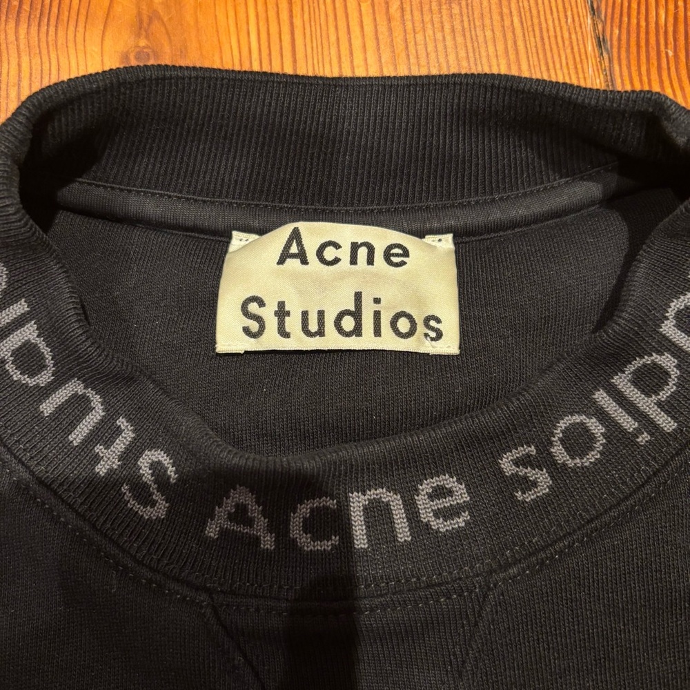 Acne Black Logo Crewneck Men's Sweater - Picture 3 of 4